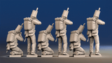 Portuguese 1st Caçadores firing skirmishers with backpacks rear view