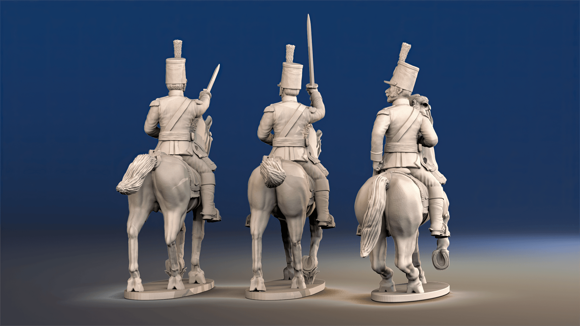 Portuguese line infantry mounted colonel command rear view