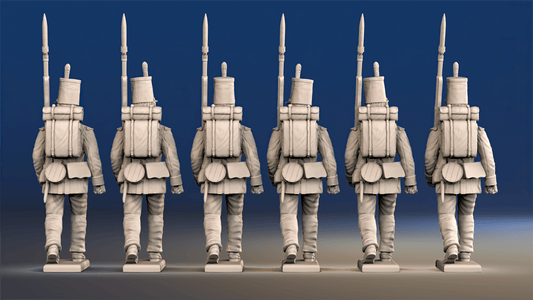 Portuguese line infantry centre company march attack rear view