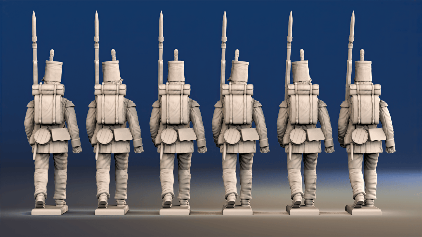 Portuguese line infantry flank company march attack rear view