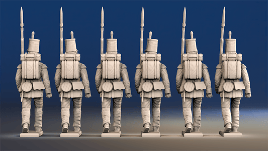 Portuguese line infantry flank company march attack rear view