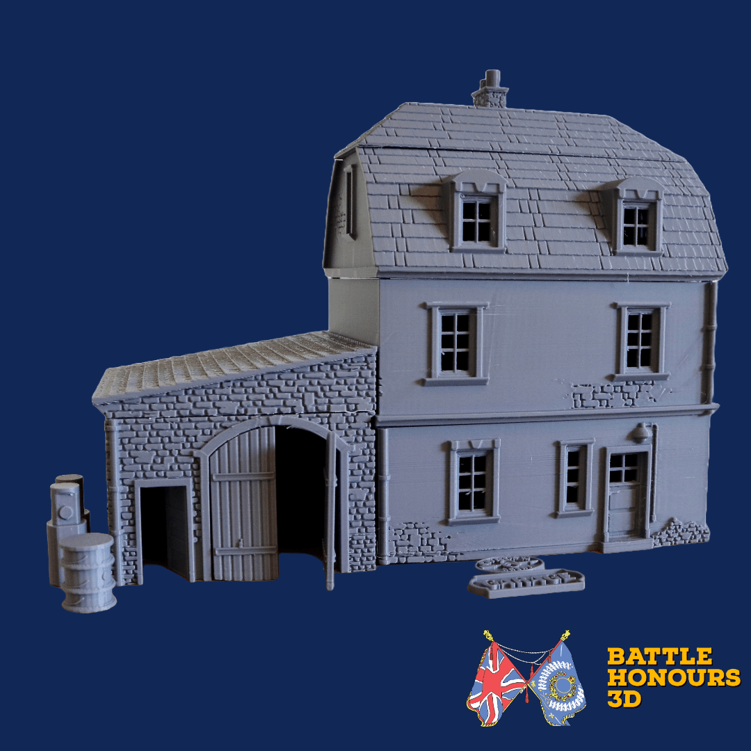 WW2 Normandy French garage and annex cutout view