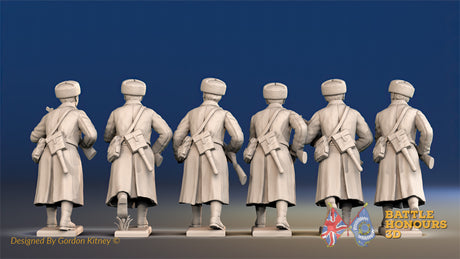 Russian greatcoat advancing fur hat machine gun team view 2