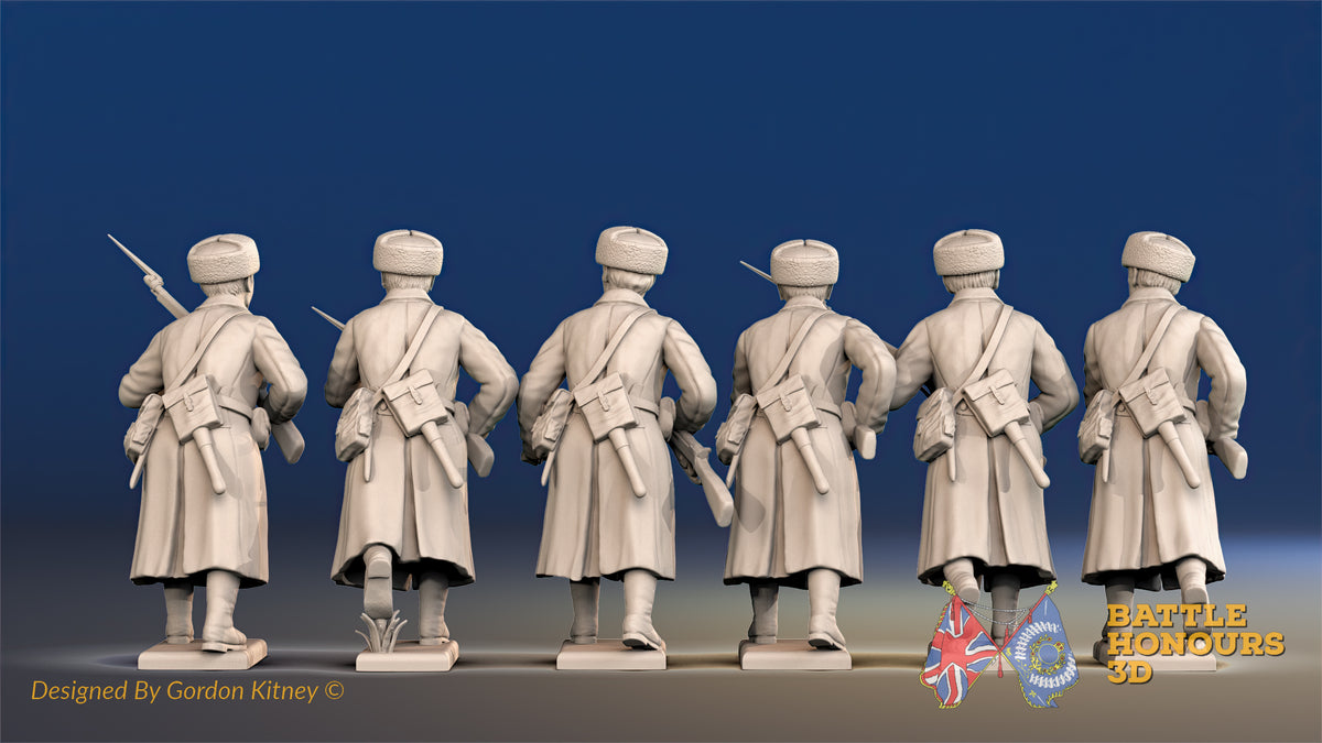 Russian greatcoat advancing fur hat miniature figures view 2