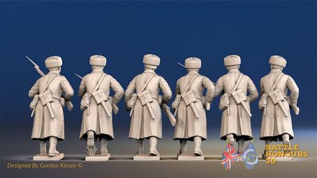 Russian greatcoat advancing fur hat miniature figures view 2