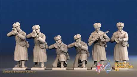 Russian greatcoat firing fur hat machine gun team view 1