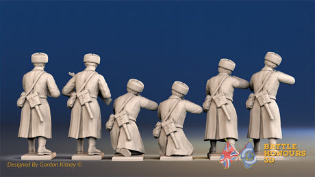 Russian greatcoat firing fur hat machine gun team view 2
