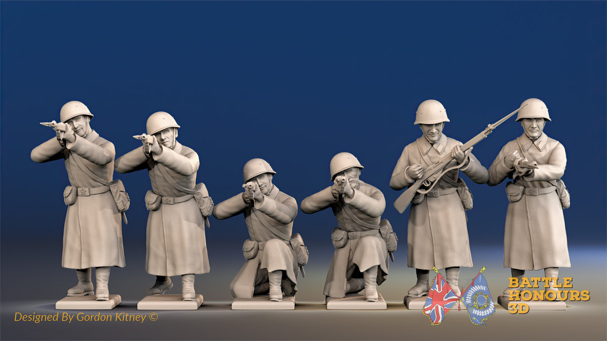 Russian greatcoat firing helmet miniature figures view 1