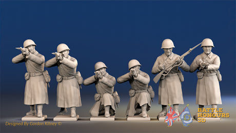 Russian greatcoat firing helmet miniature figures view 1