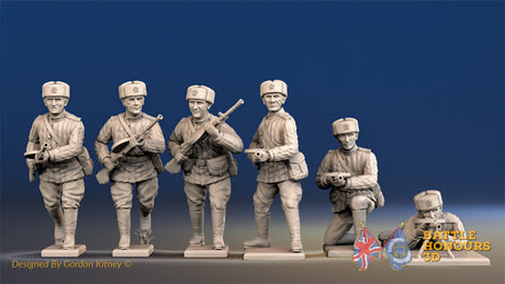 Russian light machine gun padded fur hat figures view 1