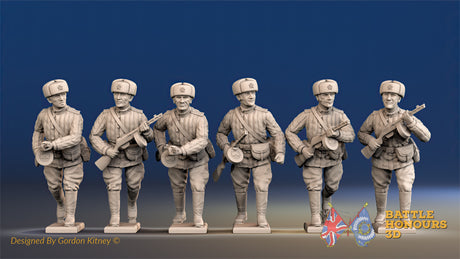 Russian padded advancing fur hat machine gun team view 1