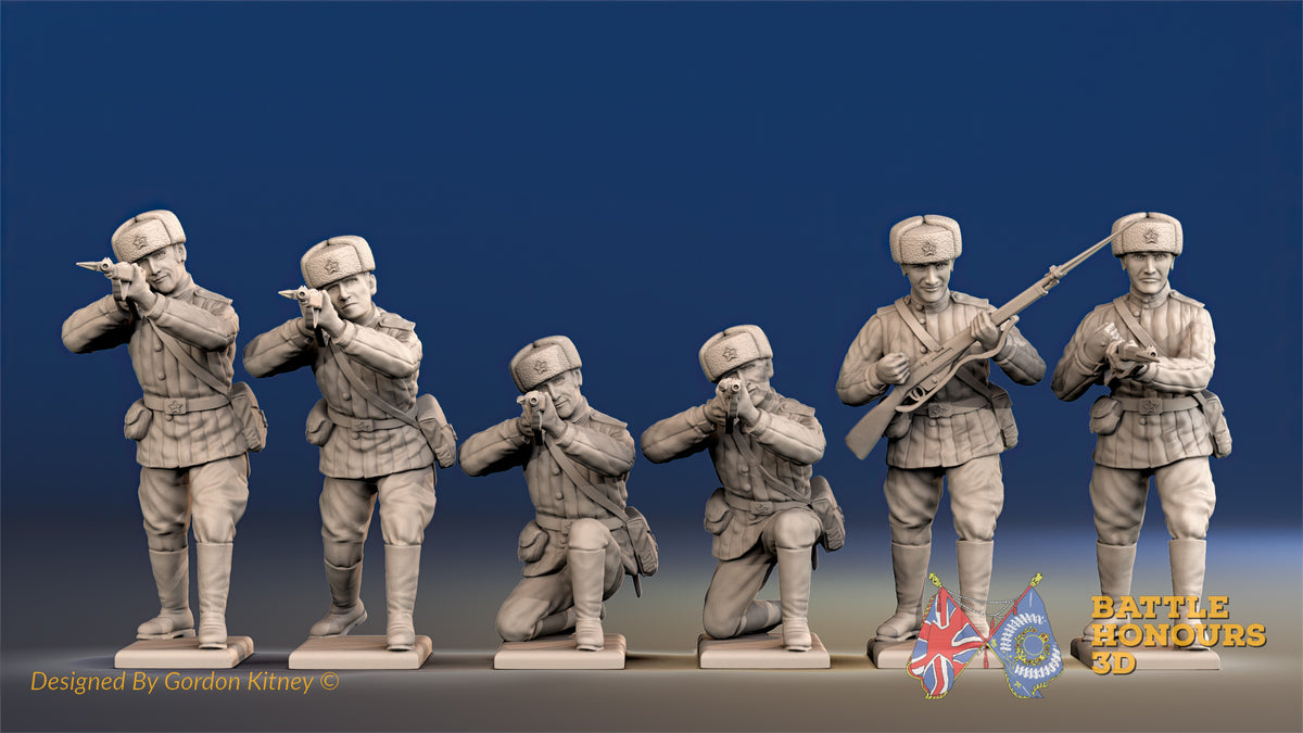 Russian padded firing fur hat figures view 1