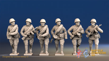 Russian summer advancing helmet machine gun team view 1