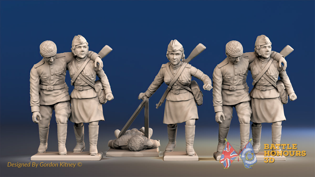 Russian summer female medics miniature figures view 1