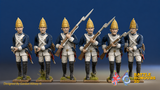 Seven Years’ War Prussian Fusiliers - Charging - Plain Lapels, colour example. Figures are supplied unpainted.