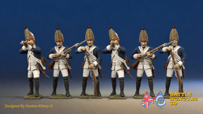 Seven Years’ War Prussian Grenadiers - Firing Line - Plain Lapels, colour example. Figures are supplied unpainted.