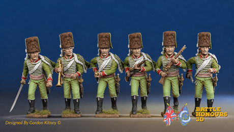 Seven Years’ War Prussian Dismounted Hussars - Charging - Fur Caps, colour example. Figures are supplied unpainted.