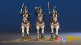 Seven Years’ War Prussian Hussars - Galloping - Mirlitons with Skull Badges, colour example. Figures are supplied unpainted.