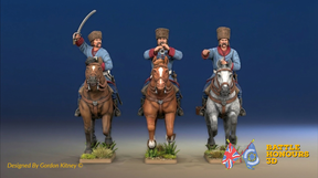 Seven Years’ War Russian Cossacks Command - Galloping, colour example. Figures are supplied unpainted.