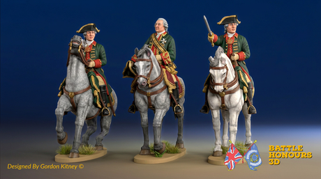 Field Marshal Apraksin and two mounted Russian officers, colour example. Figures are supplied unpainted.