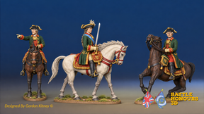 Catherine the Great and two mounted Russian officers, colour example. Figures are supplied unpainted.