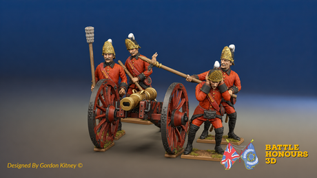 Seven Years’ War Russian Secret Howitzer and Crew - Firing Crew - Winter Uniform, colour example. Figures are supplied unpainted.