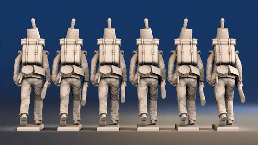 Napoleonic Scottish 71st Highland Light Infantry treble-time advance rear view