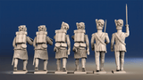 Napoleonic Scottish Highland Flank Company Command treble time in kilts rear view