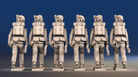 Napoleonic Scottish Highland Flank Company treble time in trousers rear view