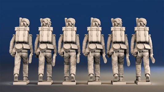 Napoleonic Scottish Highland Flank Company treble time in trousers rear view