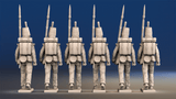 Napoleonic Scottish 71st Highland Light Infantry march attack rear view