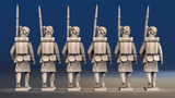 Napoleonic Scottish Highland Centre Company march attack in kilts rear view