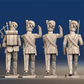 Napoleonic Scottish Highland Battalion Command march attack in trousers rear view