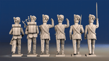 Napoleonic Scottish Highland Battalion Command march attack in trousers rear view