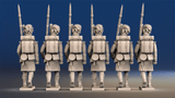 Napoleonic Scottish Highland Flank Company march attack in kilts rear view