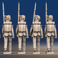 Napoleonic Scottish Highland Flank Company march attack in trousers rear view
