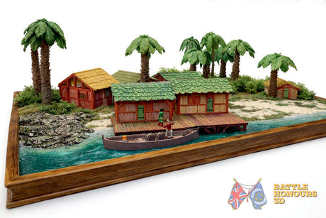 Colonial Caribbean shanty town terrain model graphic