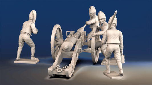 Spanish artillery loading crew forage cap rear view