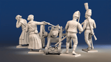 Spanish artillery firing crew with female figures forage cap rear view