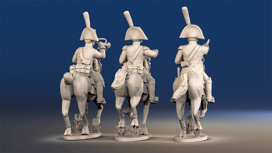 Napoleonic Spanish Dragoons galloping command rear view