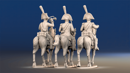 Napoleonic Spanish Dragoons trotting command rear view