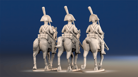Napoleonic Spanish Dragoons trotting rear view
