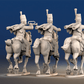 Spanish hussars galloping command rear view