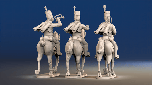 Spanish hussars trotting command rear view