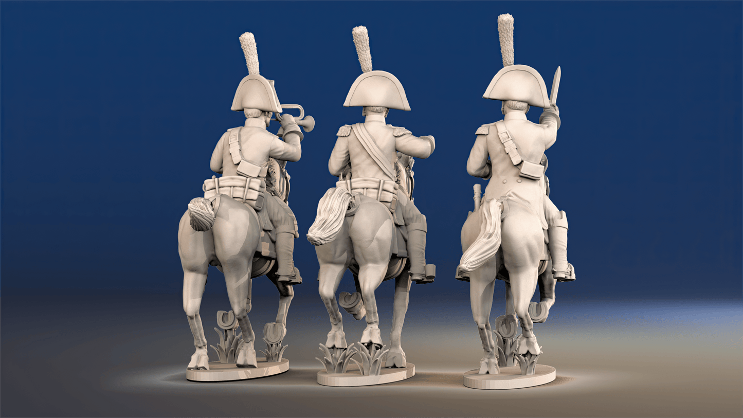 Spanish light dragoons galloping command rear view