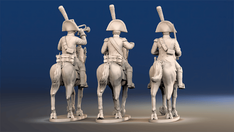 Spanish light dragoons trotting command rear view