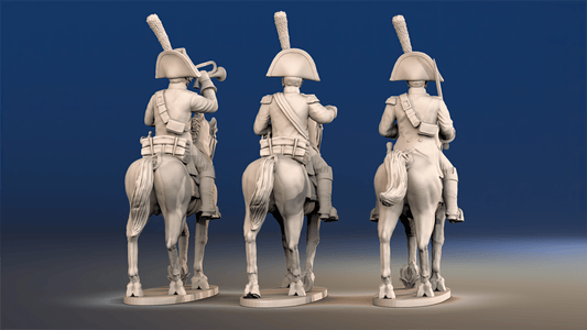 Spanish light dragoons trotting command rear view