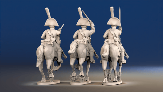 Spanish light dragoons galloping rear view