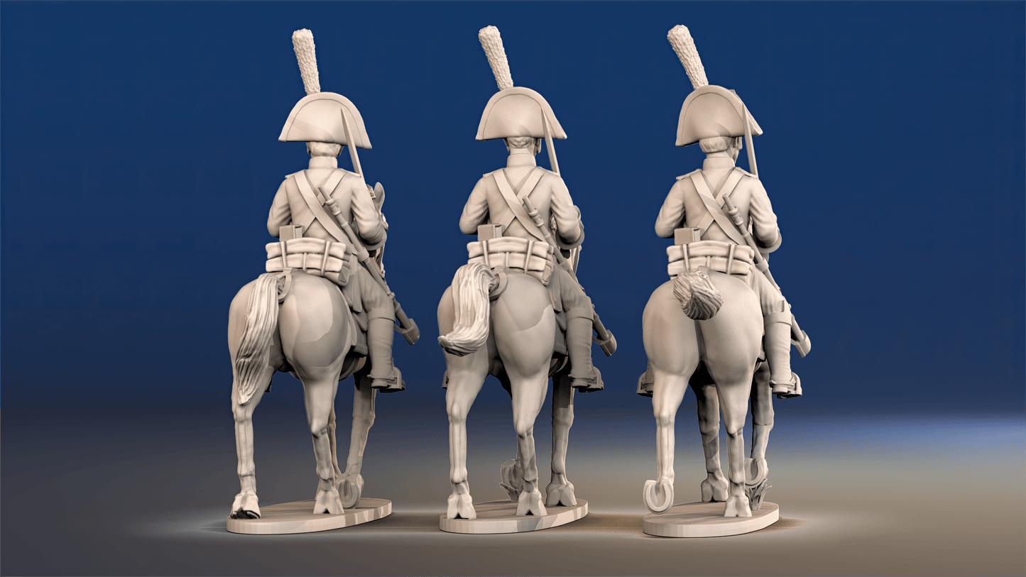 Spanish light dragoons trotting rear view