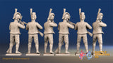 Spanish light infantry Cazadores loading and firing in sandals, back view